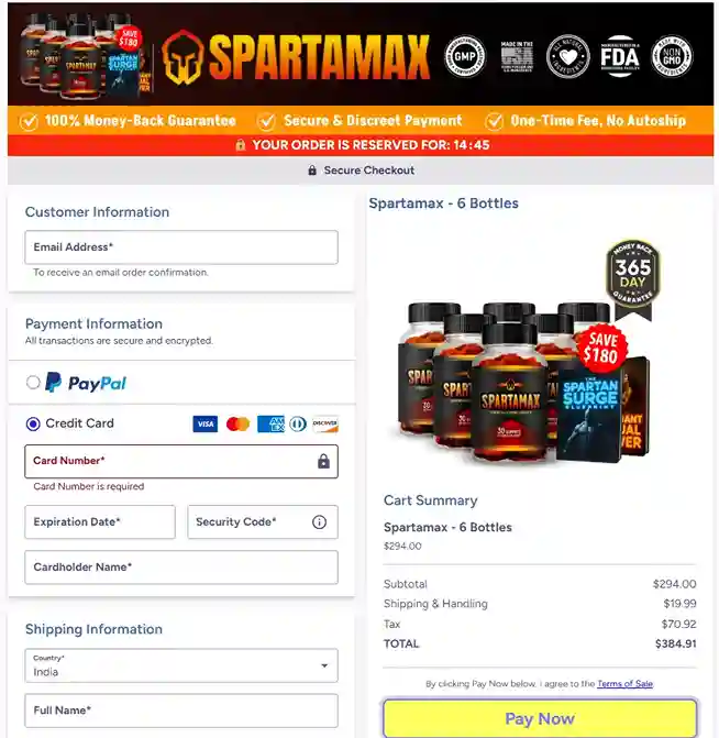 SpartaMax SpartaMax Order Page